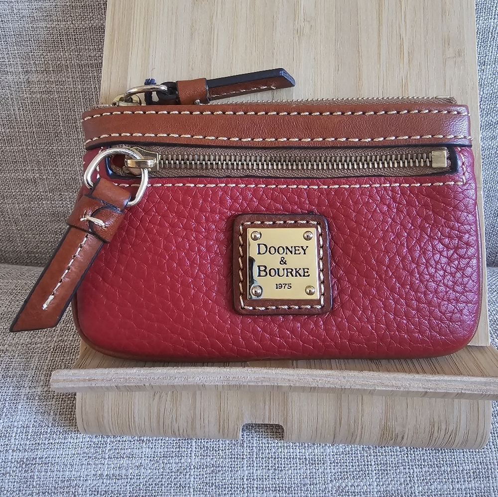 Dooney & Bourke Pebble Grain Small Coin Case Key Fob, Red ♥️